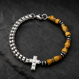 Men's Tiger Eye Cross Bracelet