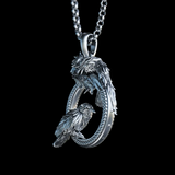 Handmade Odin Raven Huginn and Muninn Necklace, Viking Raven Pendant, Gift for Viking Mythology Lovers, Norse Mythology Raven Necklace