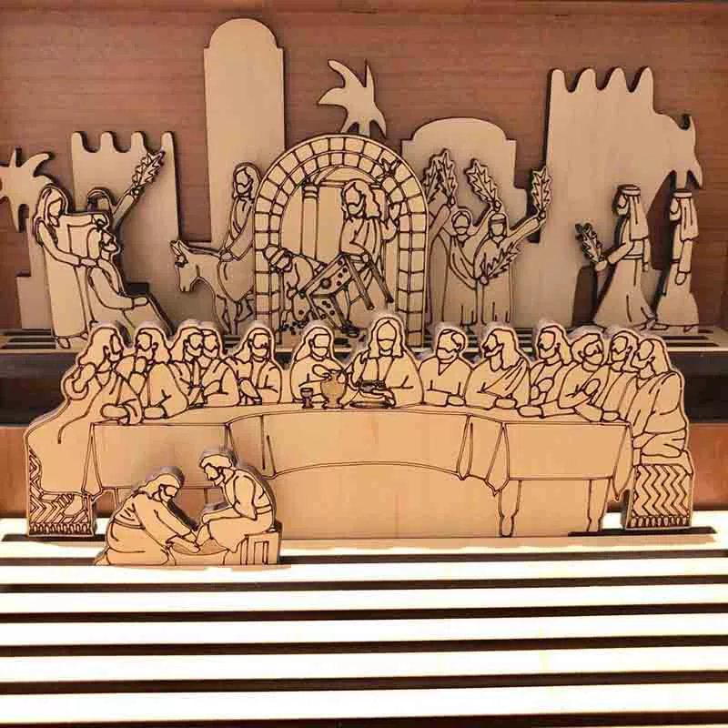 Crucifixion Scene Easter Wooden Book Gift
