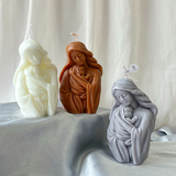 Virgin Mary holding the infant Jesus craft candle