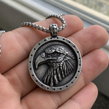 Vintage Double-Sided Embossed Bald Eagle Medal Stainless Steel Men’s Necklace