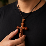 Bgcopper Rosewood Crucifix of Jesus' Passion (Necklace & Car Charm Options)