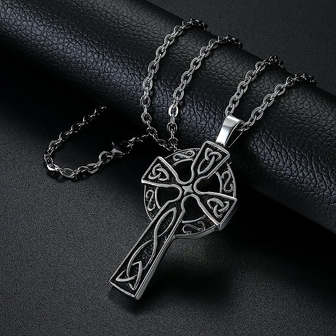Stainless steel Celtic cross pendant necklace