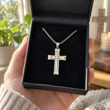 Layered Two-Tone Cross Necklace – Modern Christian Pendant for Men