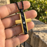 Modern Carbon Fiber Cross Necklace – A Bold Symbol of Faith & Strength