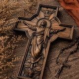The Ascension Cross - Hand-Carved Jesus Crucifix with Holy Spirit Dove