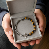 Men's Tiger Eye Cross Bracelet