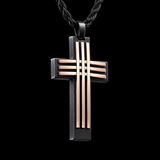 Modern Interwoven Stripe Cross Necklace – Bold Faith, Urban Style