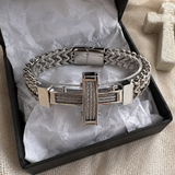 Men’s Stainless Steel Cross Chain Bracelet – Bold Christian Faith & Strength Jewelry