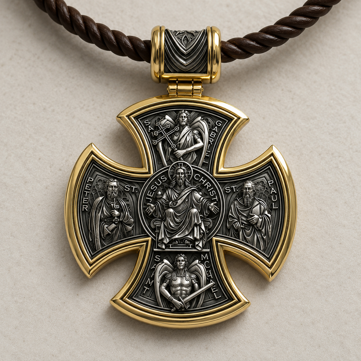 S925 sterling silver double-sided Jesus and Virgin Mary necklace 
