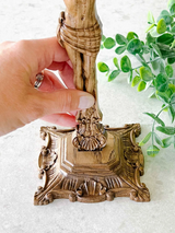 Wood carving of the Cross of the Order of Saint Benedict - with base