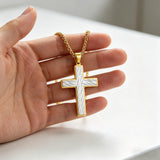 Diagonal Line Textured Cross Necklace – Minimalist Faith, Bold Contrast