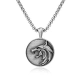 Pure Tin White Wolf Necklace - Witcher Medallion & Amulet