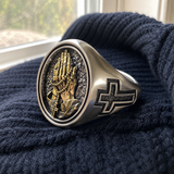 925K Sterling Silver Praying Hands Ring - Christian Symbol of Faith and Devotion