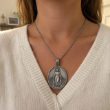 Pure Tin Miraculous Medal Virgin Mary Necklace
