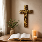 Hand-Carved Beechwood Crown of Thorns Wall Cross