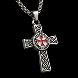Knights Templar Celtic Knot Cross Necklace for Men, Red Enamel Templar Symbol Stainless Steel Pendant Product Parameters