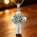 Celtic Knot Abalone Cross Necklace – Heritage & Faith Woven Together