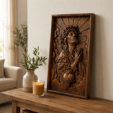 Hand-Carved Sacred Heart of Jesus Beech Wood Plaque – A Quiet Reminder of Christ’s Mercy at Home
