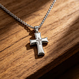 Brushed & Polished Stainless Steel Cross Necklace – Minimalist Faith, Everyday Devotion