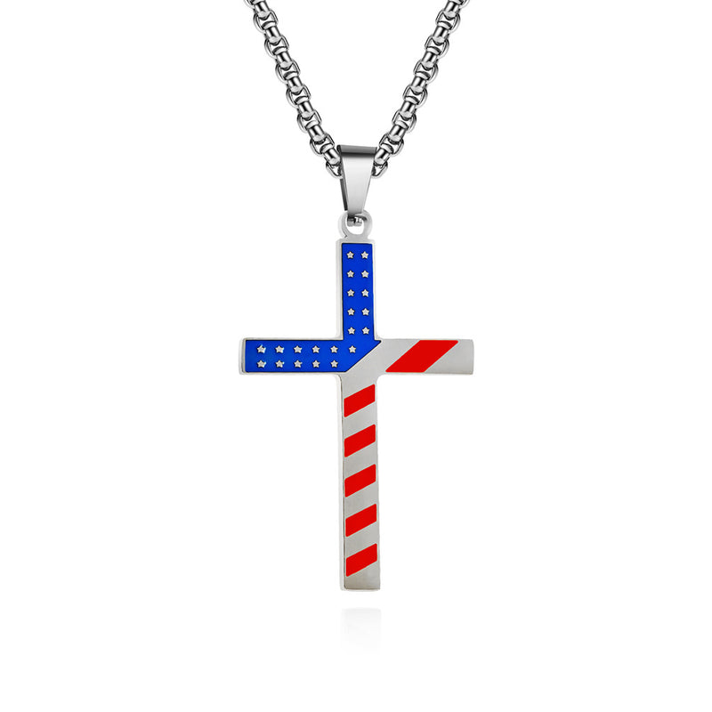 American Flag Cross Necklace
