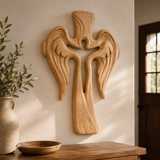 Ascension of Jesus Angel Wing Cross – Hand-Carved Beechwood Wall Decor