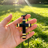 Faceted Two-Tone Stainless Steel Cross Necklace – Bold Faith, Modern Contrast