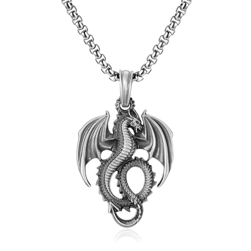 Pure Tin Handmade Winged Dragon Necklace