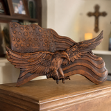 Eagle & Flag Wood Wall Plaque - Handcrafted American Heritage Tribute