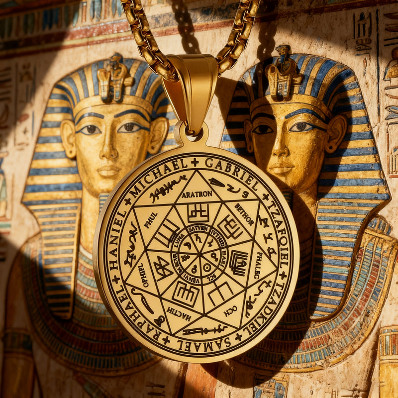 Vintage Titanium Seven Archangel's Seal Pendant - Amulet against evil eyes, curses, spells