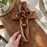 Interwoven Hearts Wood Cross - A God-Centered Symbol for Marriage & Anniversaries