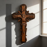 Hand-Carved White Ash Wood Cross - Sacred Christian Home Altar Decor for Christmas & Spiritual Gifting