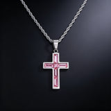 Colored Baguette CZ Cross Necklace – Faith, Vibrance & Bold Devotion