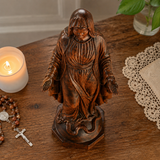 Hand-carved boxwood icon of the Immaculate Heart of Mary