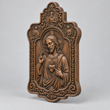 Sacred Heart of Jesus Hand-Carved Beechwood Plaque – Catholic Prayer, Home Blessing & Faith Gift