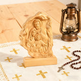 Southern European Boxwood Holy Family Blessing Ornament - Engraved with Your Surname