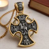 Double-sided S925k silver pendant depicting the Passion of Christ and St. George slaying the dragon.