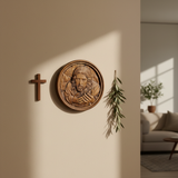 Jesus Christ Round Wooden Carving