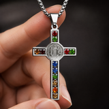 Gemstone St. Benedict Cross Necklace: Wear Protection & Faith With Radiance