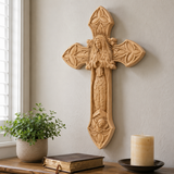 Hand-Carved Beechwood Our Lady of Guadalupe Wall Cross – Catholic Christian Home Décor - size and finish detail