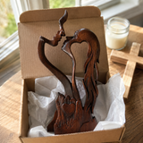 Hand-Carved Christian Love Sculpture – Wooden Couple Statue for Wedding & Anniversary Gift