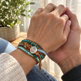 Multi-Layered Hand-Woven Natural Crystal Stone Leather Tree of Life Guardian Bracelet