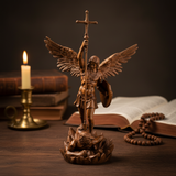 St. Michael the Archangel - Hand Carved Boxwood Sculpture - Spiritual Guardian for Prayer Spaces