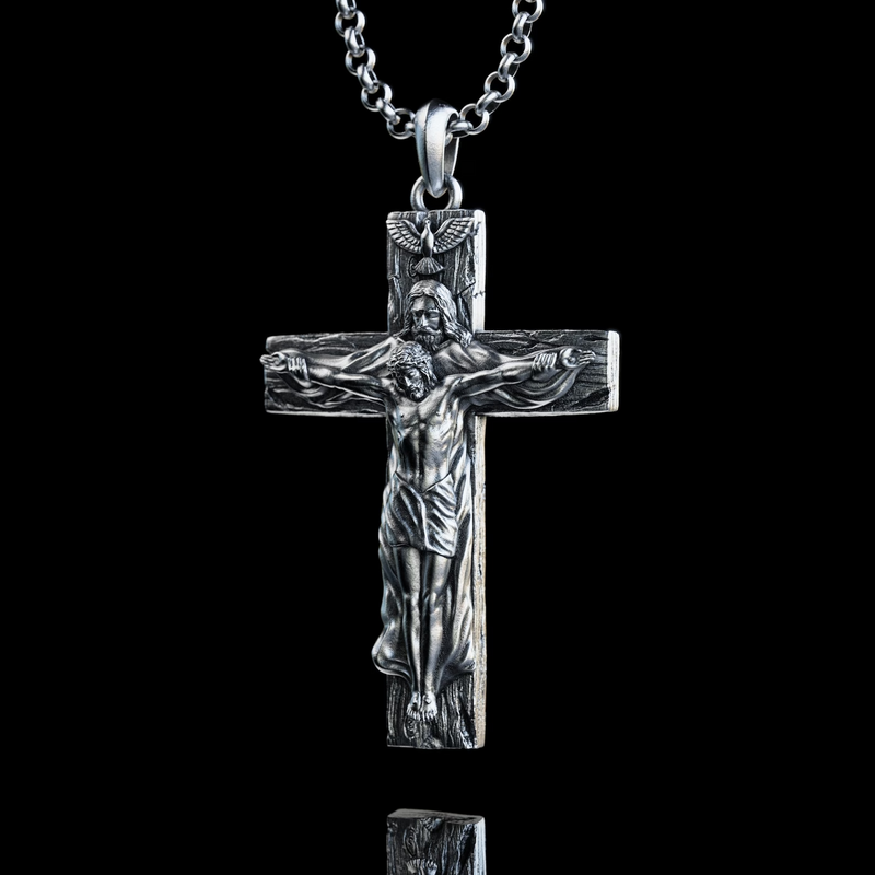 New Titanium/S925K Silver Trinity Cross Necklace
