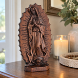 Our Lady of Guadalupe Hand-Carved Solid Beechwood Statue – Catholic Prayer & Home Blessing Decor