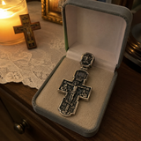 Orthodox S925K Silver Double-Sided Engraved Jesus Christ Crucified and Saints Orthodox Necklace