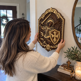 St. Michael Archangel Hand-Carved Wooden Wall Plaque – Sword & Shield of Divine Protection
