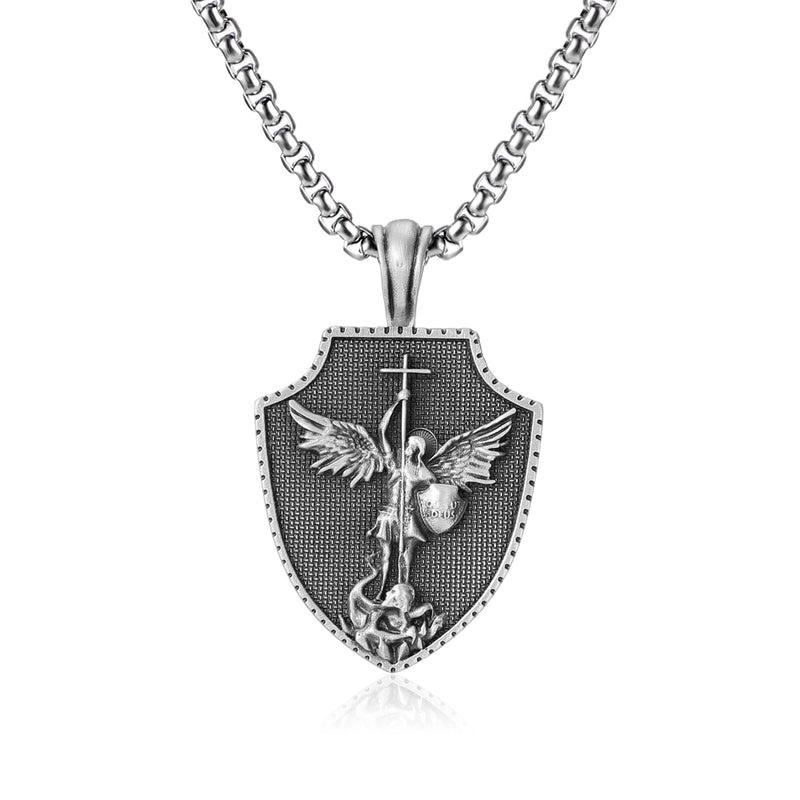 PURE TIN ST Michael's Archangel Necklace. Paratrooper Police Military Paramedic Grocers Mariners and military personnel Patron Saint Amulet