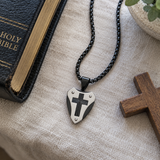 Titanium Steel Shield of Faith Cross Pendant | Protective Christian Jewelry