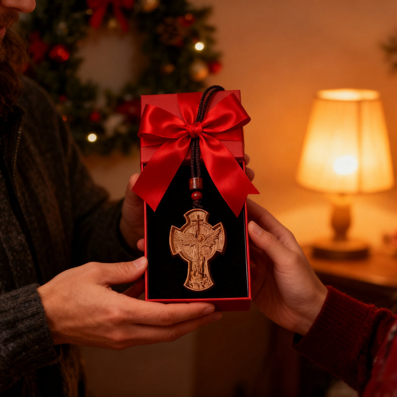 St. Michael the Archangel Wooden Cross Pendant